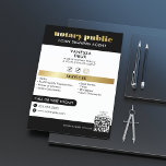 Sleek Black and Gold Notary QR Code Professional  Flyer<br><div class="desc">This professional notary flyer is a simple solution for your marketing needs. The elegant black and gold flyer is easy to customise and includes your business contact information as well as contact information as well as a call-to-action to urge your customers to book with you! The modern minimal design features...</div>