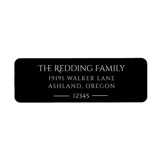 Sleek Black and White Modern Return Address Label (Front)