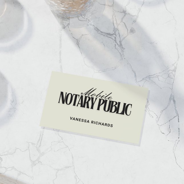 Sleek Black & Beige Mobile Notary Public QR Code  Business Card (Creator Uploaded)