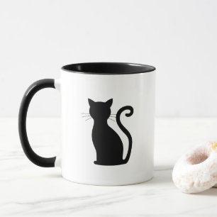 Sleek Black Cat Silhouette Mug