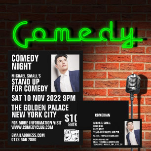 Sleek Black, Comedian, Comedy Club Business Card