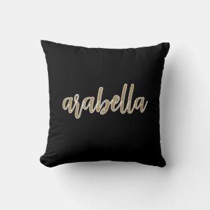 Sleek Black Design with Gold Script Cushion