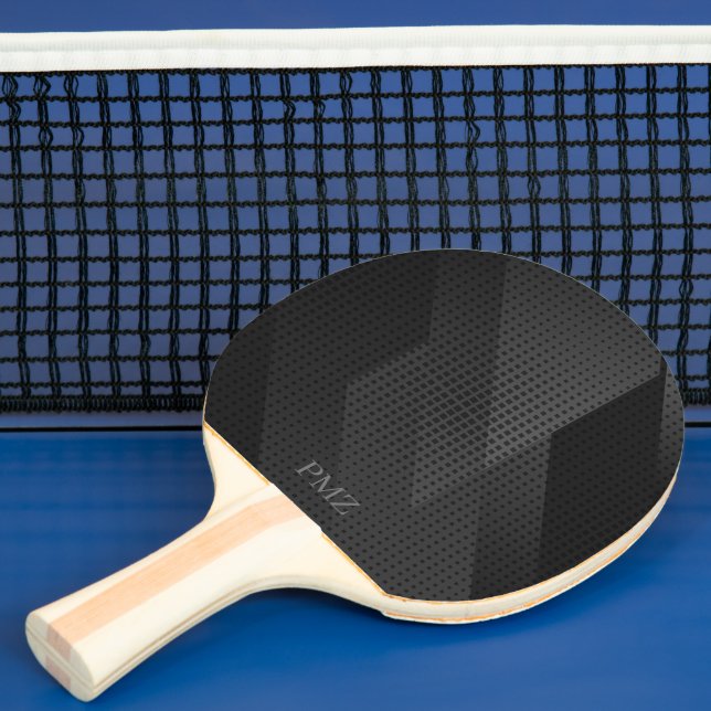 Sleek Black Geometric Initials Ping Pong Paddle (Insitu)