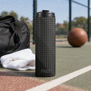 Sleek Black Geometric Initials Sports  Thermal Tumbler