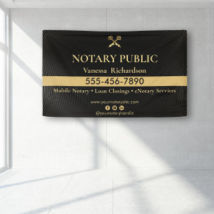 Sleek Black & Gold Notary Business Marketing Event Banner