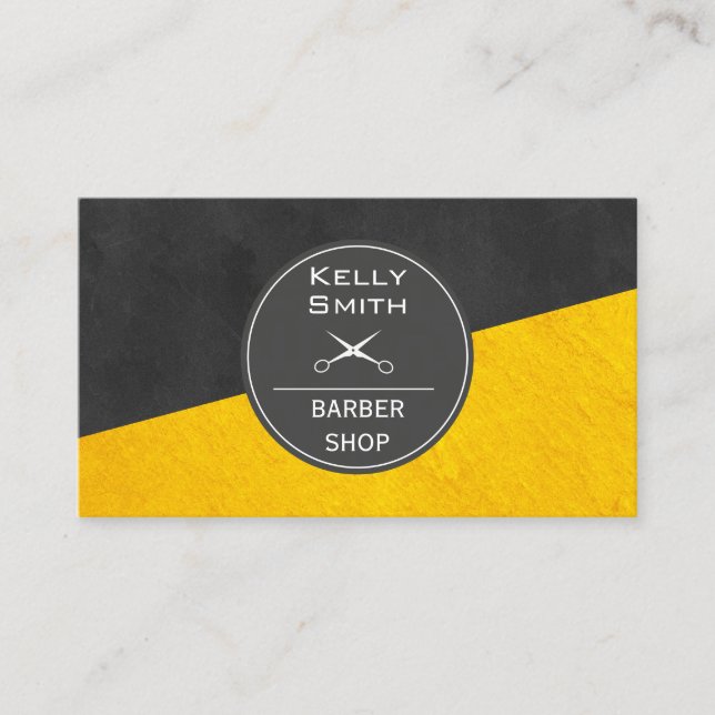 Sleek Black | Gold Texture Colour | Barber Business Card (Front)