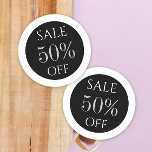 sleek black grey store promotion sale sticker