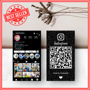Sleek Black Housekeeping Instagram QR Business Card