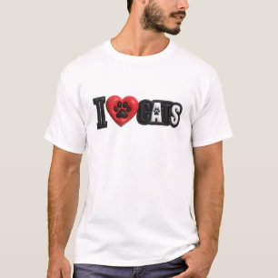 Sleek Black I LOVE CATS Art Composition T-Shirt
