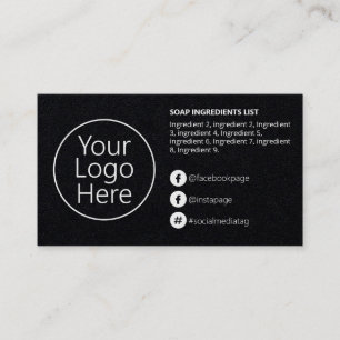 Sleek Black Ingredients Instructions Logo Business Card