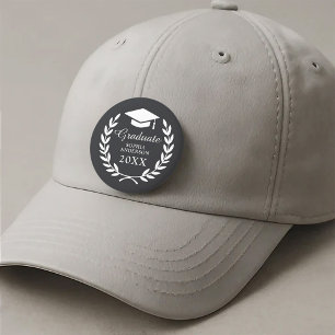 Sleek Black Laurel Wreath Emblem Graduation Pride 3 Cm Round Badge