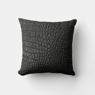 Sleek Black: Leather Texture Elegance Cushion