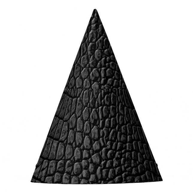 Sleek Black: Leather Texture Elegance Party Hat (Front)