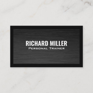 Sleek Black Metallic with Black Borders Business Card