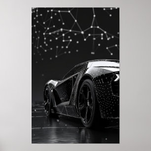 Sleek Black Modern Cars Protected by Graphene Poster