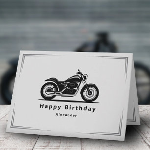 Sleek Black Motorcycle Silhouette Birthday Card