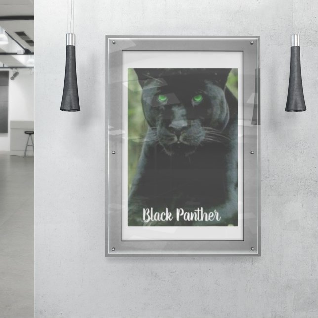 Sleek Black Panther Cat with Green Eyes Poster (Creator Uploaded)