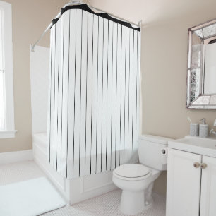 Sleek Black Pinstripe Designer Shower Curtain