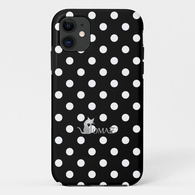 Sleek Black Polka Dots Case-Mate iPhone Case (Back)