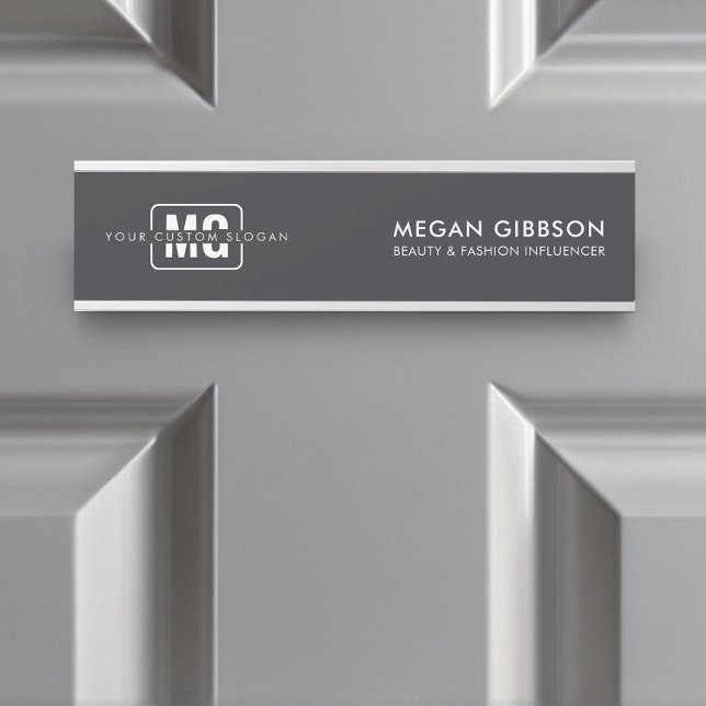 Sleek Black Professional Monogram Hanging Name Door Sign (Door Sign)