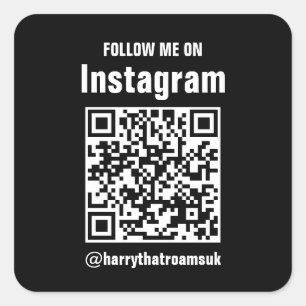 Sleek Black QR Code Business Logo   Modern Profess Square Sticker