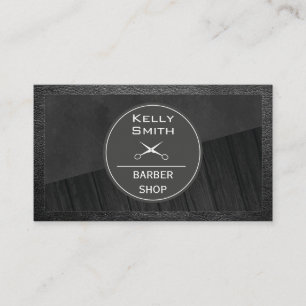 Sleek Black Rich Dark Wood Leather Frame Business Card