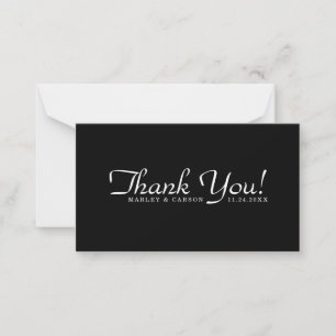 Sleek Black Simple Script Wedding Budget Thank You Card