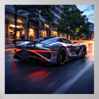 🖤 Sleek Black Sports Car Night City Modern Speed