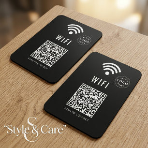Sleek Black WiFi Magnet with Logo and Easy QR Code