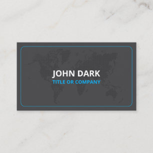 Sleek Black with World Map Business Card