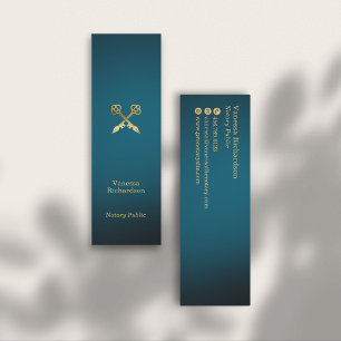 Sleek Blue & Gold Pens Luxury Notary Public Mini Business Card