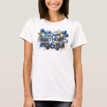 Sleek Blue HAPPY BIRTHDAY 6TH Print