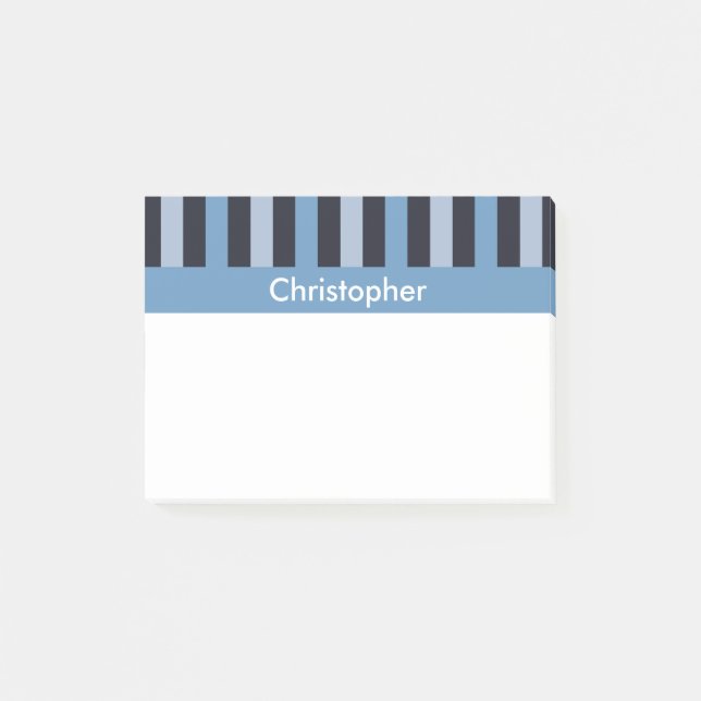 Sleek Blue Striped Post-it Notes (Front)