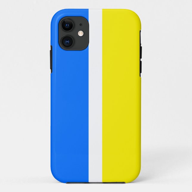 Sleek Bright Nautical Yellow Blue White Stripes Case-Mate iPhone Case (Back)