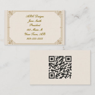 Sleek Brown Border QR Code Business Card