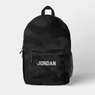 Sleek Camo Deep Black Dark Charcoal   Customisable Printed Backpack