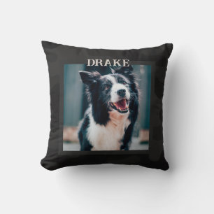 Sleek Camo Deep Black Dark Charcoal Pet Photo  Cushion