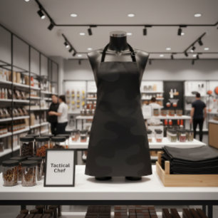 Sleek Camo Deep Black Dark Charcoal Tones Modern  Apron