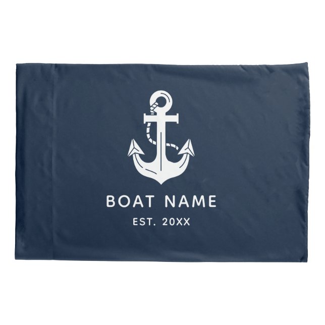 Sleek Captains Quarters Boat Name Established Pillowcase (Back)
