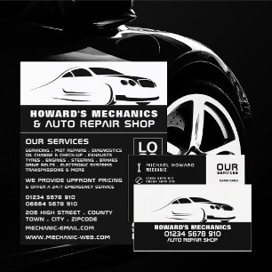 Sleek Car Logo, Auto Mechanic & Repairs Business Card