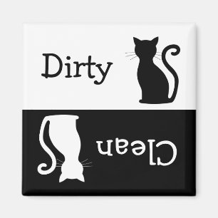 Sleek Cat Black & White Dishwasher Magnet