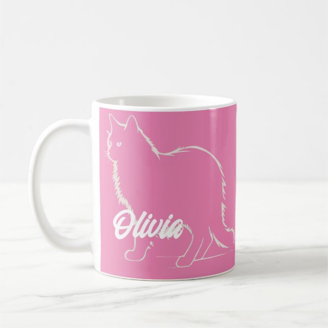 Sleek Cat Silhouette - Purr-fect Morning Companion Coffee Mug (Left)