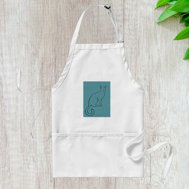 Sleek Cat Sketch Standard Apron (Creator Uploaded)