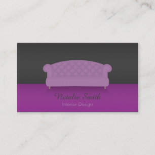 Sleek Chic Interior Design Purple Business Cards