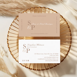 Sleek Chic Minimal Elegant Boutique Monogram Logo Business Card