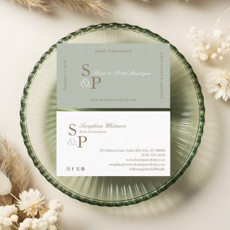 Sleek Chic Minimal Elegant Boutique Monogram Logo Business Card