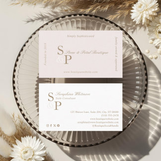 Sleek Chic Minimal Elegant Boutique Monogram Logo Business Card