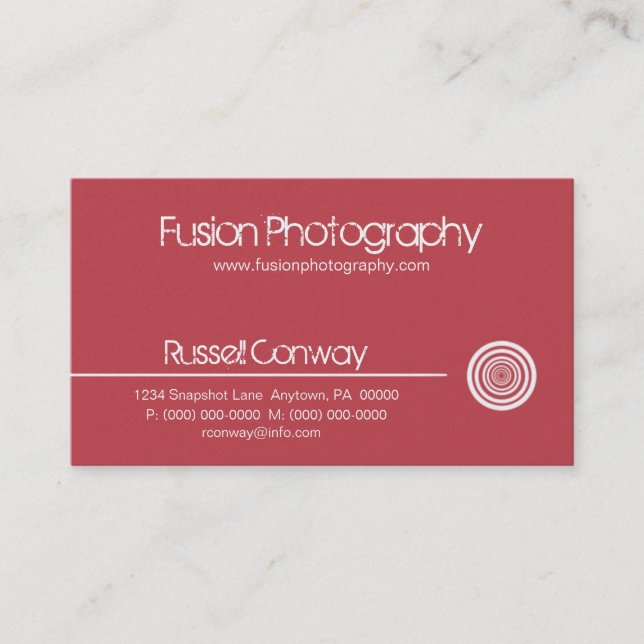 Sleek Circle Business Card, Pink Card (Front)