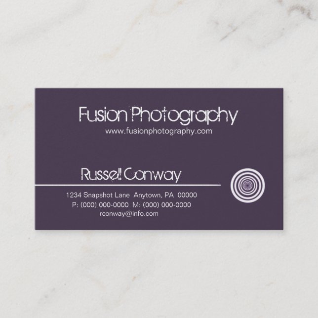 Sleek Circle Business Card, Violet Card (Front)