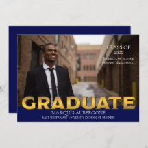 Sleek College | Univ Photo Graduate Blue | Gold